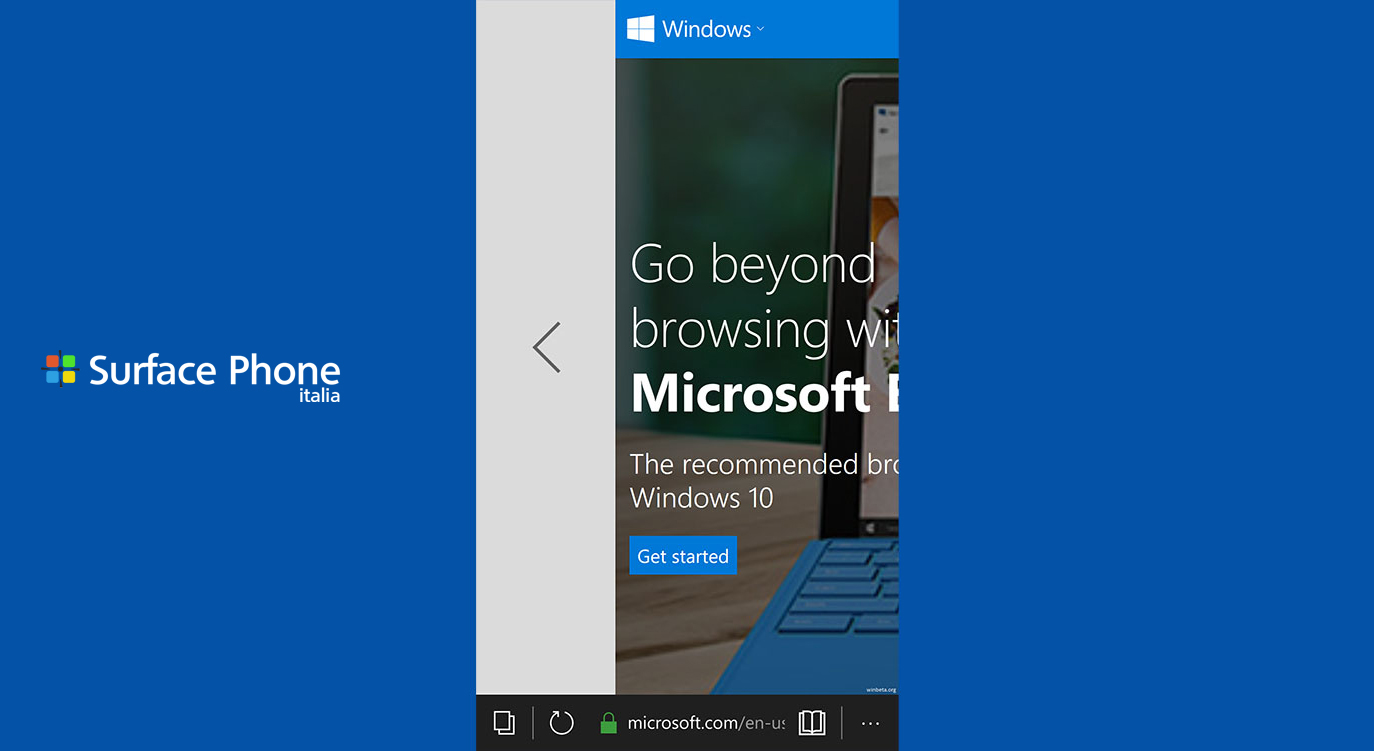 microsoft edge swipe - surface phone italia