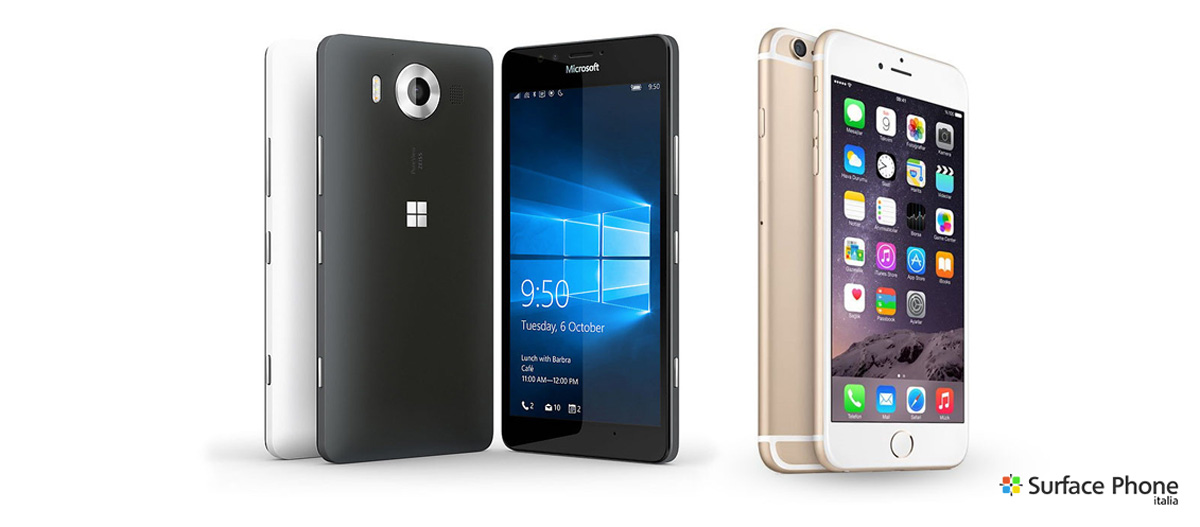 lumia 950 vs iphone 6s - surface phone italia