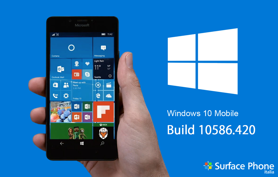 windows 10 build 10586.420 - surface phone italia