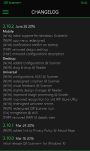 changelog qrscanner+ - surface phone italia