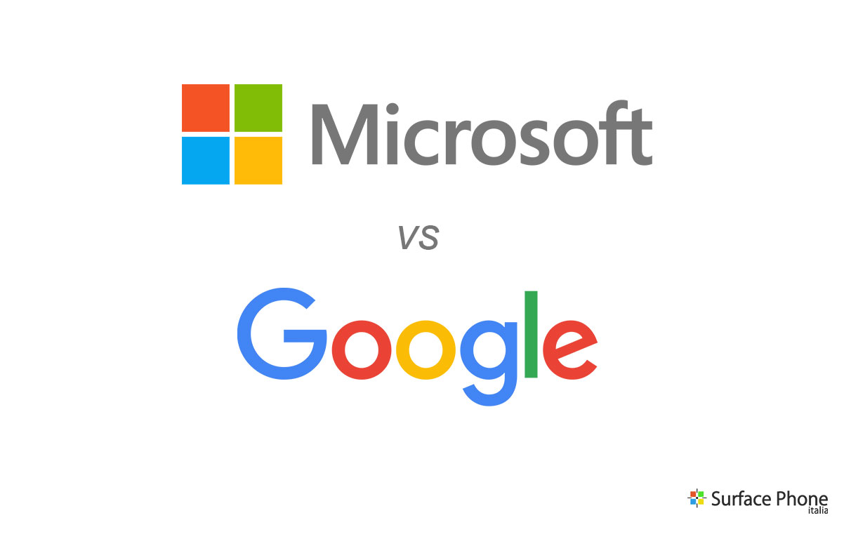 microsoft vs google - android vs windows mobile - surface phone italia