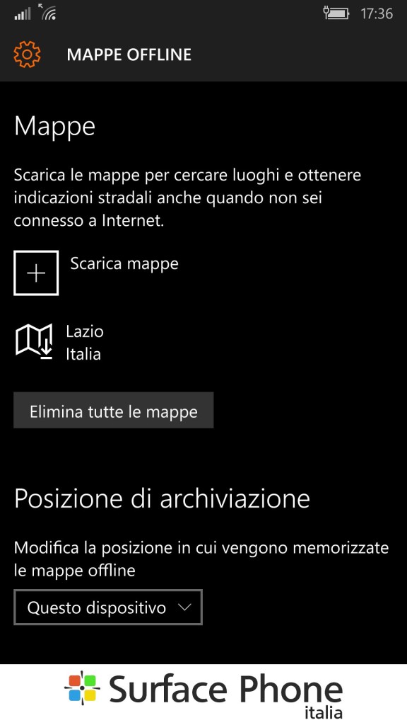 Windows 10 Mobile -mappe-offline-surface phone italia.jpg