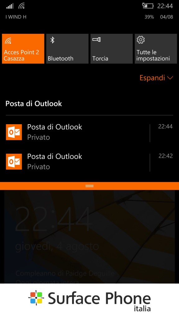 Windows 10 Mobile -notifiche private-surface phone italia