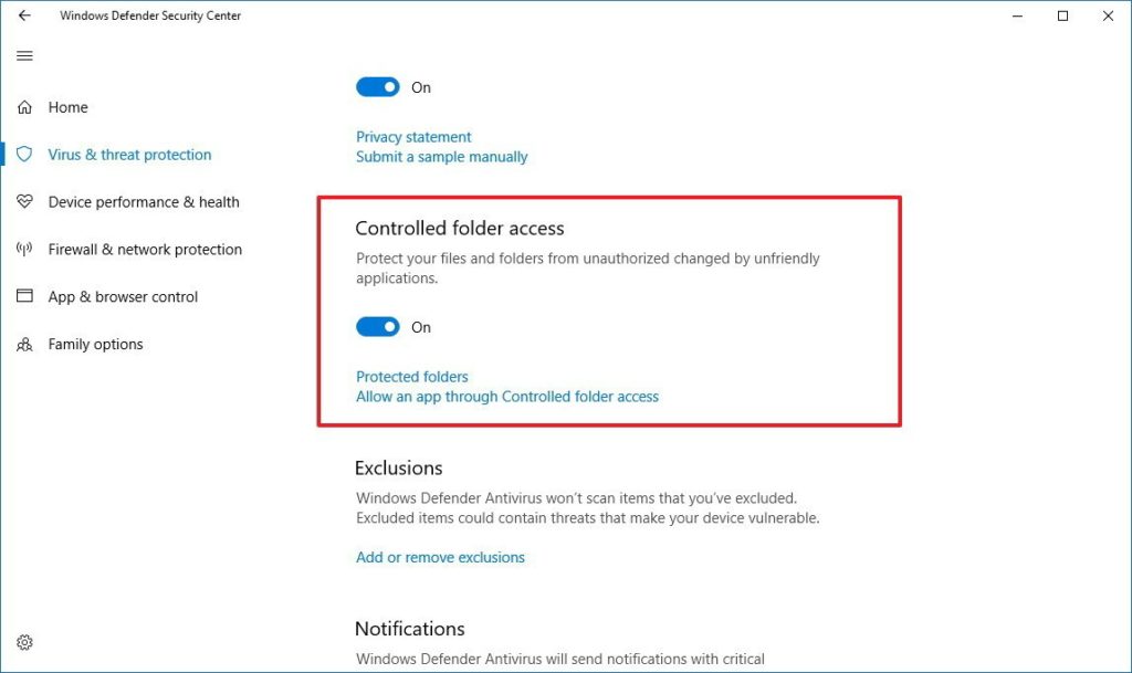 windows defender controlled folder access