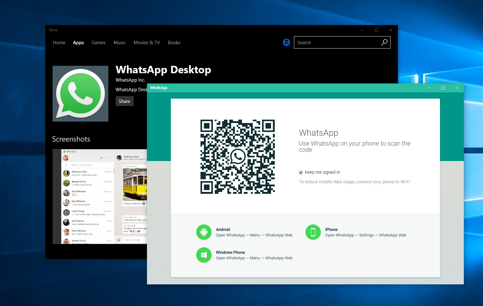 whatsapp windows 10 desktop