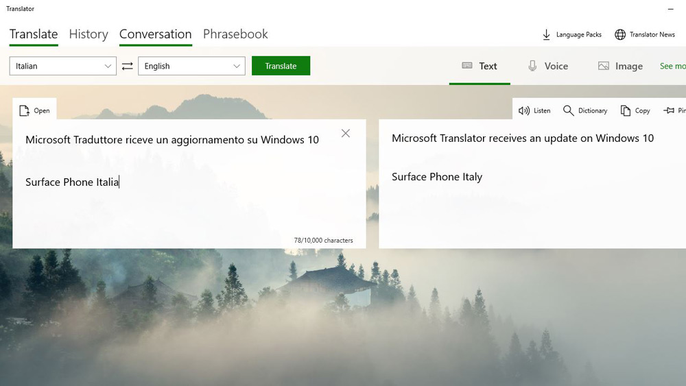 microsoft traduttore aggiornamento windows 10 - surface phone italia